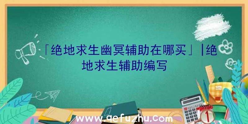 「绝地求生幽冥辅助在哪买」|绝地求生辅助编写